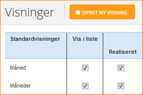 Gør din visningsliste mere overskuelig. Sæt kun flueben i de visninger du vil bruge Vis i liste