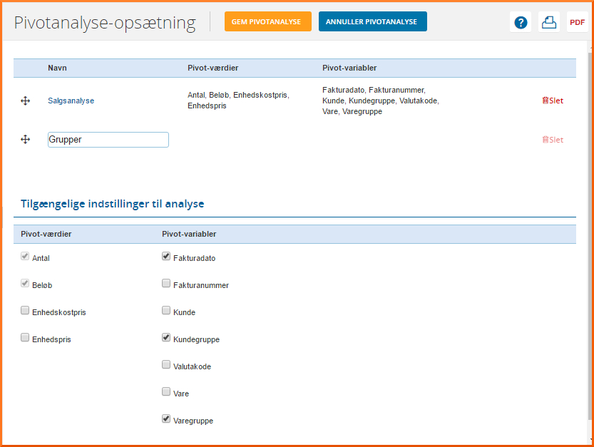 Oprettelse af nye analyser Oprettelse af nye analyser