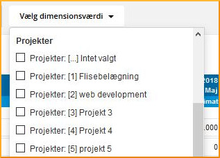 find dine projekter i dimensionsvælgeren