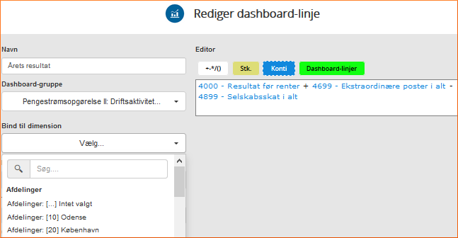 Bind dashboardlinjer til dimensioner Bind dashboardlinjer til dimensioner