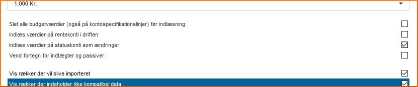 Importer balanceværdier Importer balanceværdier