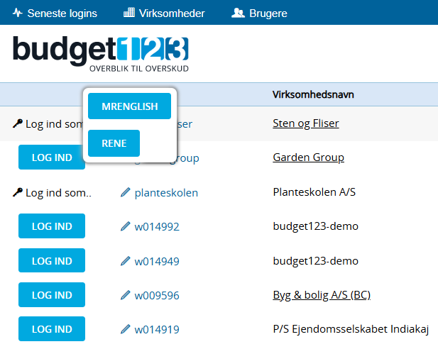 Administrator log ind