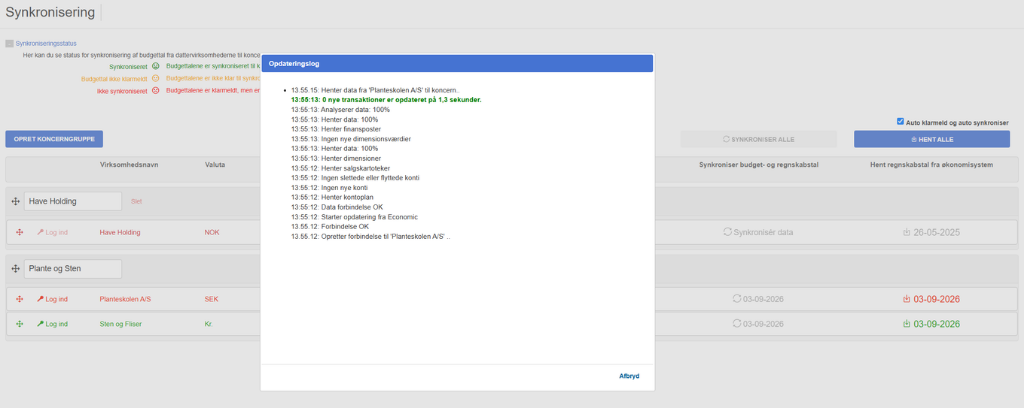 Synkroniser data – opdater